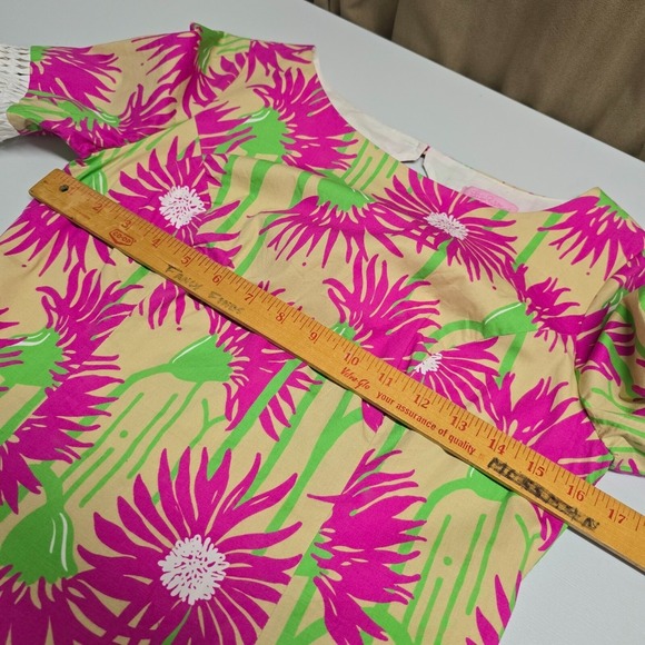 Lilly Pulitzer Dress Womens 2 Pink Green Lined‎ Floral Colorful Resort Vacation - Picture 10 of 12